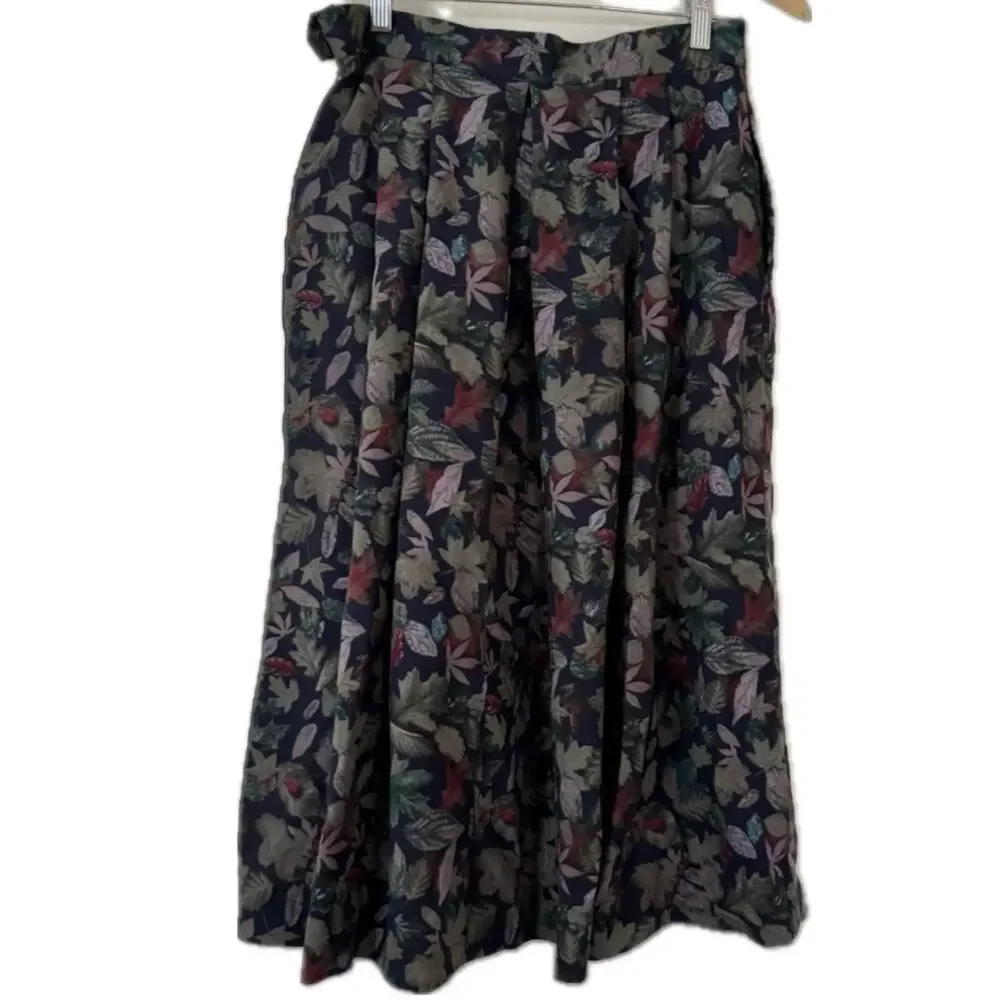 Geiger Collections Floral Pleated Full Midi Skirt Pockets Size 30